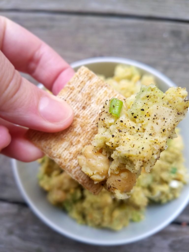 The BEST chickpea salad! Looking for a good vegan sandwich or dip? Look no further! This is an amazing chickpea sandwich and you won't miss the chicken!